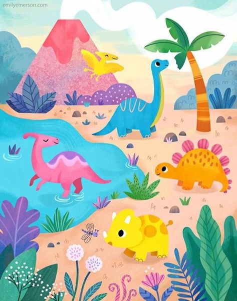 Dino Run, Dinosaur Wallpaper, Dinosaur Drawing, Dinosaur Illustration, Dinosaur Nursery, Mia 3, Dinosaur Art, Nursery Art Prints, Cute Dinosaur