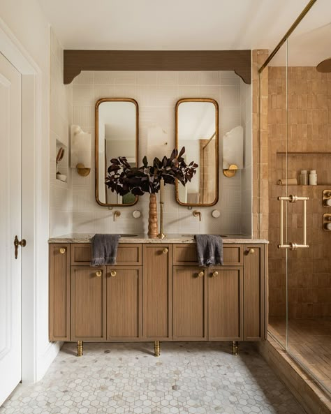 Eclectic Bungalow, Double Vanity Bathroom Ideas, Vanity Bathroom Ideas, Half Bath Design, Tudor Architecture, Washington Houses, Tudor Homes, Modern Tudor, Tudor Home