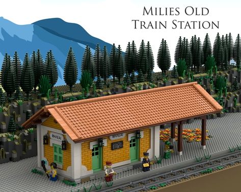 LEGO IDEAS - Milies Old Train Station Minecraft Train Station, Small Train Station, Minecraft Train, Lego Workshop, Lego Train Station, Minecraft Underground, Lego Village, Lego Buildings, Old Train Station