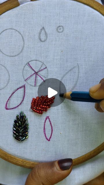 Leaf Outline, Beaded Leaf, Beaded Embroidery, Embroidery, Sewing, Beads, On Instagram, Quick Saves, Instagram