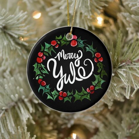 Merry Yule Pagan Holidays Wiccan Blessed Yule Ceramic Ornament Gender: unisex. Age Group: adult. Yule Gift Ideas, Yule Witchcraft, Pagan Yule Decorations, Pagan Christmas Decorations, Yule Wicca, Edible Ornaments, Merry Yule, Yule Ornaments, Blessed Yule