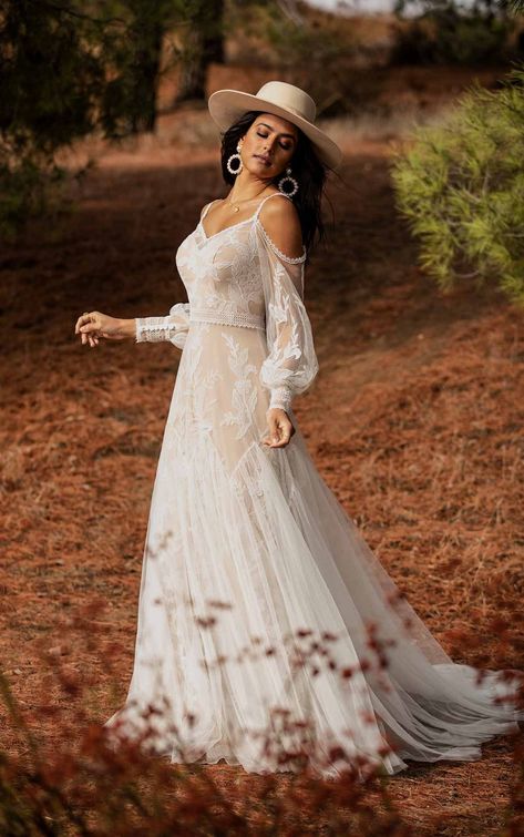 Vintage Inspired Boho Wedding Gown With Cold-Shoulder Cutouts | All Who Wander White Dress Shirt Women, Blush Wedding Gown, Wedding Dress Black, Bohemian Wedding Dress, Best Wedding Dresses, Long Wedding Dresses, Dress Shirts For Women, Blush Wedding, Wedding Dress Long Sleeve