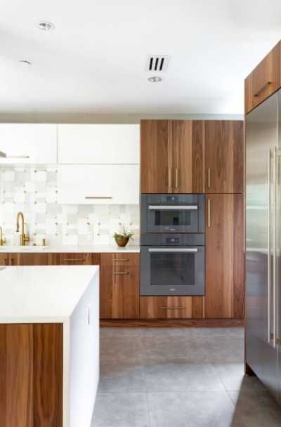 Modern Walnut Kitchen, Walnut Kitchen Cabinets, Modern Kitchen Remodel, Walnut Kitchen, Flat Panel Cabinets, Walnut Cabinets, Mid Century Modern Kitchen, Cabinetry Design, Modern Kitchen Cabinets