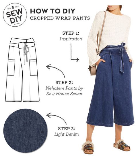 Wrap Pants Outfit, Wrap Pants Pattern, Pantalon Thai, Diy Fashion Trends, Diy Outfits, Diy Pants, Sewing Pants, Wrap Pants, Pants Sewing Pattern