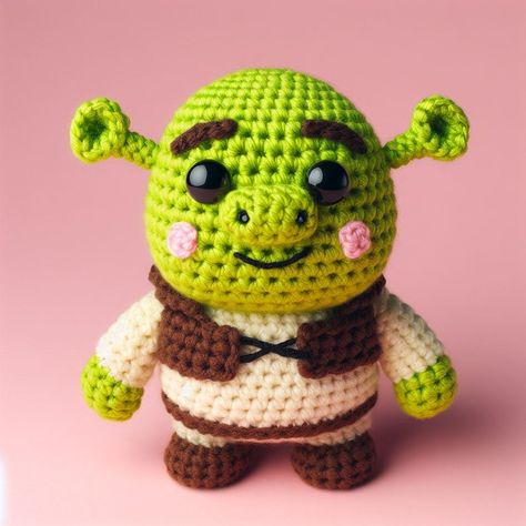 Shrek Crochet Pattern, Shrek Amigurumi, Shrek Crochet, Crochet Shrek, Amigurumi Pattern Free, Striped Crochet Blanket, Whimsical Animals, Teddy Bear Toys, Crochet Teddy Bear