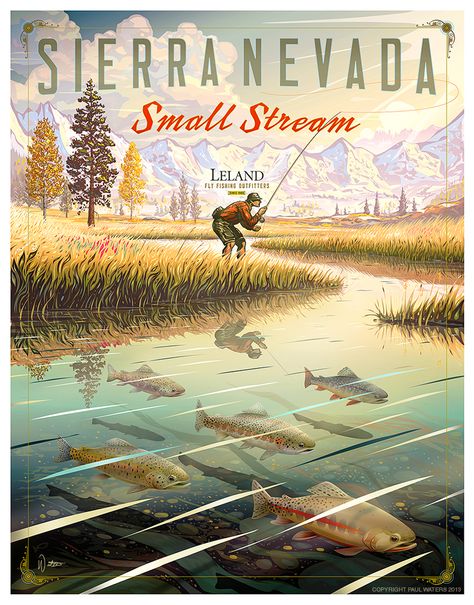 . Fishing Posters, Fishing Poster, Fly Fishing Art, Arte Peculiar, Small Fish, Vintage Camping, Gone Fishing, Vintage Fishing, Trout Fishing