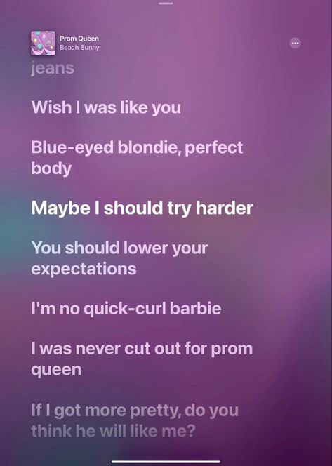 Boss Captions, Purple Lyrics, Purple Spotify, Soft Songs, Prom Captions, Queen Lyrics, Music Tones, Eyes Contact, Quick Curls