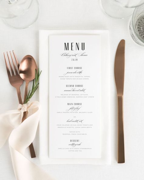 Mid Century Romance Wedding Menus - Wedding Menus by Shine Romance Dinner, Diy Wedding Menu, Beef Filet, Printable Menu Template, Printable Wedding Menu, Reception Food, Wedding Dresses Cinderella, Cinderella Wedding, Wedding Menu Template