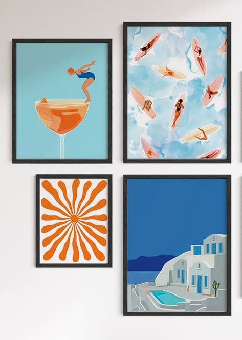 Seascape Posters Gallery Wall Art Set of 6 - Beach Wall Art, Evil Eye Wall Decor, Travel Pictures for Wall, California Wall Art, Blue Poster, Orange Wall Art, trendy wall art, living room design, living room decor, modern living room Posters Gallery Wall, Dorm Paintings, Evil Eye Wall Decor, Blue Dorm, Eye Wall Decor, Pictures For Wall, Bright Colors Art, Travel Gallery Wall, Picture Room Decor