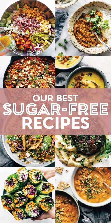 No Added Sugar Dinner Recipes, Sugar Free Meal Prep, Meals With No Sugar, No Refined Sugar Recipes, Low Sugar Meals Dinners, Low Carb No Sugar Recipes, No Sugar Dinner Recipes, No Sugar Recipes Dinner, Low Sugar Meal Plan