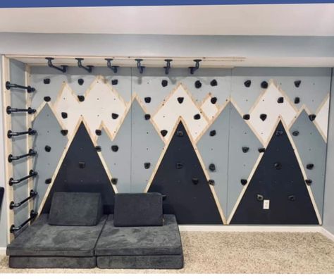 Kids Climbing Wall, Flex Room Ideas, Kids Playroom Basement, Playroom Paint, Climbing Wall Kids, Loft Playroom, Indoor Playroom, Climbing Walls, Basement Playroom