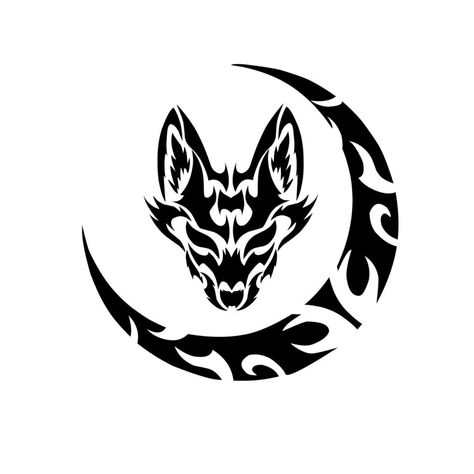 Wolf And Moon Tattoo, Wolf Vector, Indian Wolf, Crescent Moon Tattoo, Art Wolf, Graphic Shirt Design, Print Design Art, Traditional Japanese Art, Wolf Moon