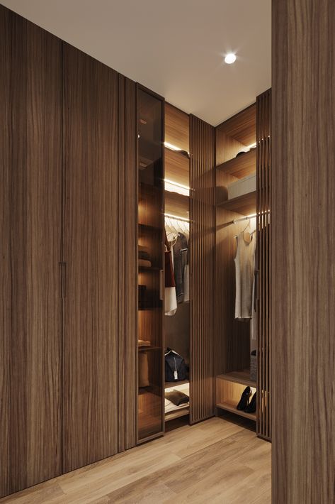 Design @ato.team Visualization @nurbvtyrov @gabdullin_kamil @veladelen @lisaafns @sabina.render @ursastudio Dark Wood Apartment, Feng Shui Interior, Childrens Bathroom, Luxury Closets, Dress Room, Closets Design, Dream Closet Design, Wardrobe Door Designs, Wardrobe Interior