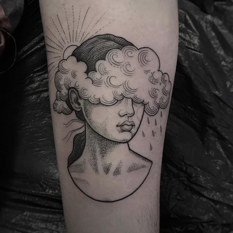 Suflanda on Instagram: “Who knows that feeling 🌧☀️” Cloud Tattoo Design, Rain Tattoo, Storm Tattoo, Brain Tattoo, Cloud Tattoo, Sopot, Head Tattoos, Sleeve Tattoos For Women, Dream Tattoos