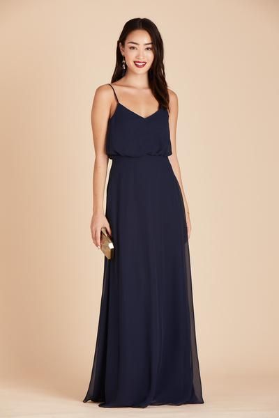 Gwennie Chiffon Bridesmaid Dress in Navy Blue | Birdy Grey Navy Chiffon Bridesmaid Dress, Navy Bridesmaid Dress, Classic Bridesmaids Dresses, Bridesmaid Dress Chiffon, Navy Blue Bridesmaids, Bridesmaid Duties, Navy Blue Bridesmaid Dresses, Simple Bridesmaid Dresses, Blouson Top