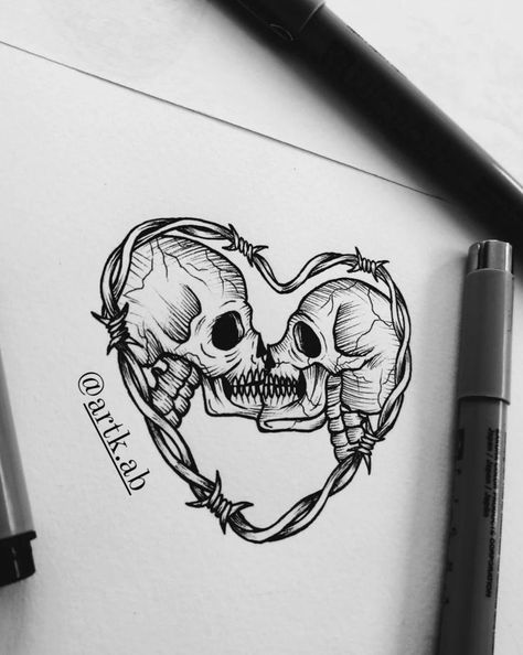 artk.ab |  anniversary date tattoo ideas couple 2 Skulls Kissing Tattoo, Tattoos For Your Lover, Skeleton Kissing Woman Tattoo, Two Skeletons Kissing Tattoo, Lover Skull Tattoo, Heart With Skulls Inside Tattoo, Skeleton Love Drawing, Skulls Kissing Drawing, Skulls Kissing Tattoo