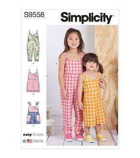 Toddler OutfitBrand: SimplicitySizes: 1/2 - 8Paper Pattern Jumpsuit Pattern Sewing, Toddler Jumpsuit, Jumper Patterns, Crafts Sewing Patterns, Summer Sewing, Wrap Jumpsuit, Jumpsuit Pattern, Sewing Patterns For Kids, Jumpsuits And Romper