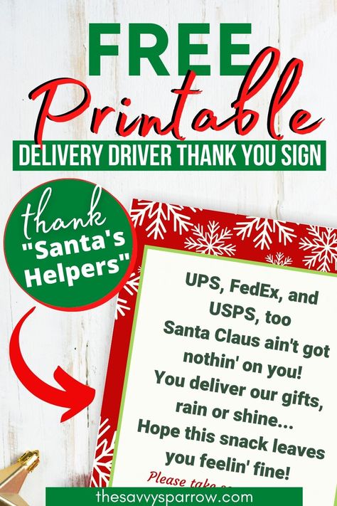 Signs For Delivery Drivers, Gift Ideas For Delivery Drivers, Basket For Delivery Drivers, Delivery Driver Snack Sign, Donut Gift Tag, Thank You Mail, Thank You Baskets, Snack Basket, Shopping For Christmas