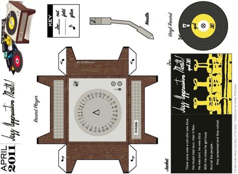 PAPERMAU: A Record Player Miniature Paper Model - by Curiosity Group Records Diy, Record Crafts, Retro Record Player, Vinyl Player, Paper Toys Template, Dollhouse Printables, Diy Doll Miniatures, Miniature Printables, Paper Games