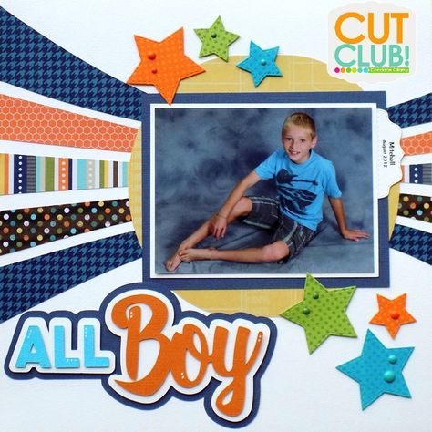 School Scrapbook Layouts, Boy Scrapbook Layouts, Paper Bag Scrapbook, Scrapbook Design Layout, Scrapbook Pictures, Baby Scrapbook Pages, Scrapbooking Layouts Baby, Scrapbook Boys, Baby Boy Scrapbook