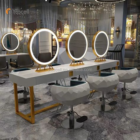 yoocell luxury makeup salon furniture two| Alibaba.com Salon Mirror Ideas, Hair Salon Mirror, Styling Mirror, Classic Interior Design Living Room, Hair Salon Stations, Salon Mirror, Salon Interior Design Ideas, Salon Styling Stations, Salon Lighting