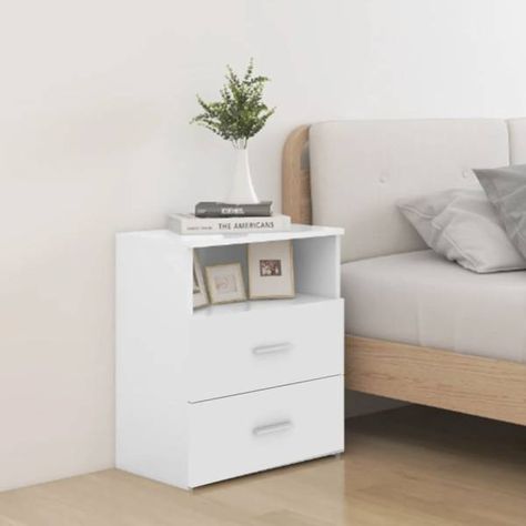 Bed Cabinet High Gloss White 50x32x60cm https://hipomarket.co.uk/bedside-tables/108540-bed-cabinet-high-gloss-white-50x32x60cm-8720286586907.html Bring a modern style to your interior with this bed cabinet. This bedside cabinet is stable and sturdy. Additionally, the nightstand is equipped with two drawers and one shelf, providing ample storage space for keeping your essentials well organised and within reach. It is easy to clean with a damp cloth. Bedside Cabinet Modern, Bed Cabinet, Bedside Table Set, Side Bed, White Bedside Table, Wood Bedside Table, End Of Bed Bench, Furniture Bedside Table, Cabinet Bed