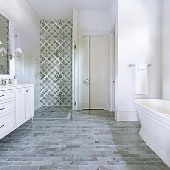 Gray Slate Staggered Bath Floor Tiles Slate Gray Bathroom Floor, Slate Gray Tile Bathroom, Gray Slate Tile Bathroom, Light Grey Slate Bathroom Floor, Herringbone Shower Floor, Dark Grey Slate Tile Floor, Slate Bathroom Floor, Slate Bathroom Tile, Slate Bathroom