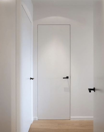 Wardrobe Door Design Modern, Single Panel Interior Doors, Screen Door Design, Sliding Door Bathroom, Single Panel Door, Modern Trim, White Interior Doors, Modern Interior Door, Flat Panel Doors