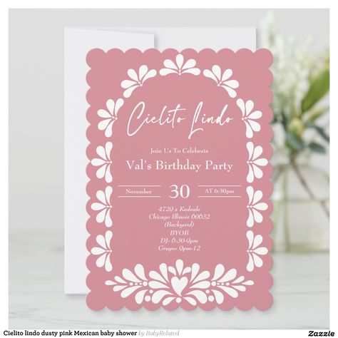 Cielito lindo terracotta Mexican baby shower Invitation | Zazzle A Little Señorita Is On Her Way, Cielito Lindo Baby Shower Theme, Mexican Baby Shower, Baby Shower Theme, Baby Shower Invitation, Shower Invitation, Dusty Pink, Baby Shower Invitations, Birthday Party