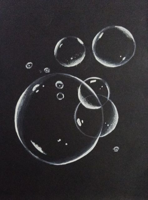 Black And White Bubbles Drawing, Bubble Drawing On Black Paper, Realistic Bubble Tattoo, Ocean Bubbles Drawing, Bubbles Black And White, Bubble Drawings, Drawing Bubbles, Bubble Drawing, A Level Art Sketchbook