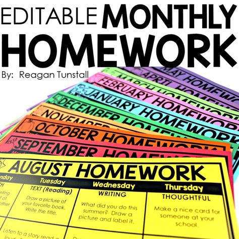 Designed for First Grade but is editable for K or 2nd. Monthly calendars to put in a homework folder, binder, or spiral! Homework calendar provides ways for students to review skills learned while interacting with their home and family. The activities are a mixture of oral and written response and cover math,  ELAR, literacy, science, social studies, STEM, and SEL.  Designed to accommodate students with little home support. To learn more, visit www.tunstallsteachingtidbits.com Homework Menu, Folder Binder, First Grade Homework, No Homework Policy, Homework Calendar, Kindergarten Homework, Homework Ideas, Homework Folder, Summer Science