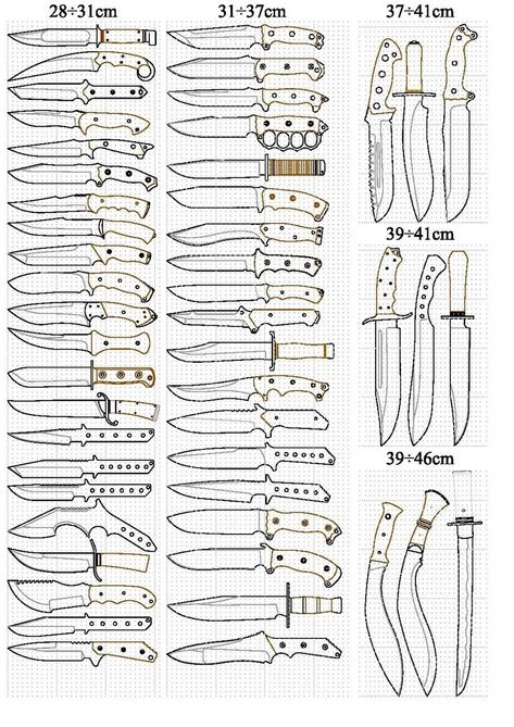 Knife Designs Pattern, Knife Patterns Templates, Knife Pattern Ideas, Knife Design Ideas, Knife Blueprint, Knife Handles Ideas, Knife Templates Printable, Knife Making Ideas, Messer Diy