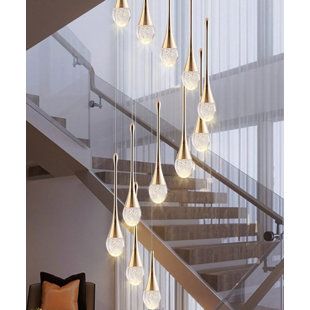 Villa Living Room, Living Room Hall, Hall And Living Room, Chandelier Creative, Hall Lighting, Led Crystal Chandelier, Ball Pendant Lighting, Steel Canopy, Stair Lighting