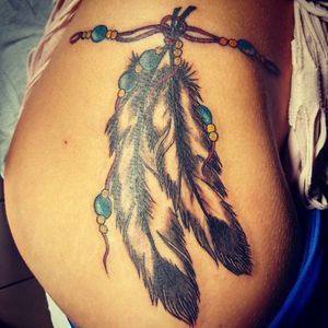 Feather Hip Tattoos, Native American Feather Tattoo, Feather Arrow Tattoo, Cherokee Tattoos, Eagle Feather Tattoos, Fingerprint Tattoos, Cowgirl Photography, Botanical Tattoos, Indian Feather Tattoos