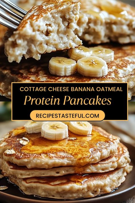 Start your day right with these delicious Cottage Cheese Banana Oatmeal Protein Pancakes! Packed with protein and fiber, these fluffy pancakes are a healthy twist on your breakfast favorites. Made with ripe bananas and creamy cottage cheese, they offer a satisfying texture and naturally sweet flavor. Perfect for fueling your morning or post-workout, this easy recipe is both nutritious and tasty. Save this pin for a wholesome pancake option that everyone will love Cottage Cheese Banana Oatmeal Pancakes, Protein Pancakes Mix Recipe, Bariatric Pancake Recipes, Banana Cottage Cheese Recipes, Banana Cottage Cheese Pancakes, Cottage Cheese Banana Pancakes, Health Pancakes, Protein Pancake Recipes, Cottage Cheese Banana