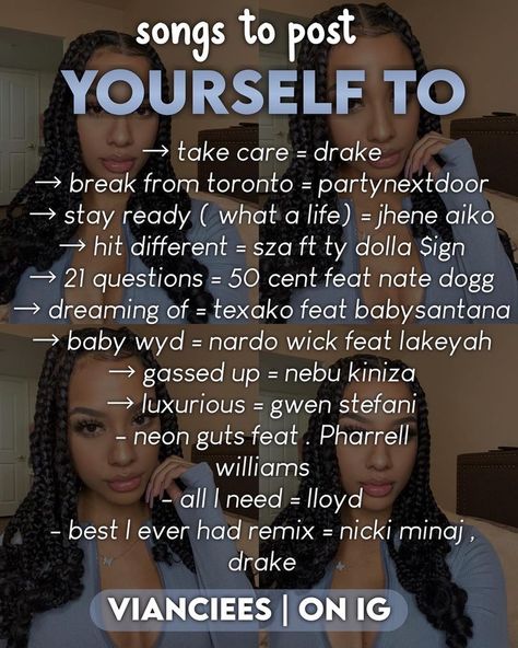 Upbeat Songs For Insta Stories, Songs To Add To Your Playlist Baddie, Spam Username Ideas For Instagram Baddie, Songs To Post Urself To, Baddie Songs To Post Yourself With On Instagram, Music To Post Yourself To Instagram, Song Lyric Captions Baddie, Baddie Songs For Insta Stories, Spam Page Username Ideas Instagram