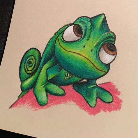 Disney Cartoons Sketches, Pascal Drawing Easy, Pascal Tangled Painting, Pascal Rapunzel, Pascal Drawing, Pascal Tangled Drawing, Cute Pascal Drawing, Tangled Pascal Drawing, Pascal Tattoo