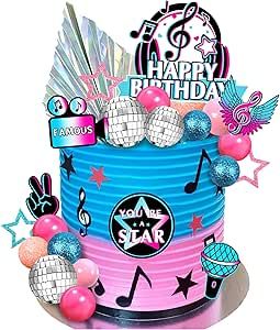 30 PCS Music Cake Toppers Musical Birthday Party Cake Decorations for Musical Cake Toppers Set Girls Music Karaoke Theme Birthday Party Supplies (Style1) Dance Party Cake Ideas, Musical Birthday Party, Musical Cake, Girls Rockstar, Rockstar Birthday, Music Cake, Theme Birthday Party, Girls Music, Edible Cake Toppers