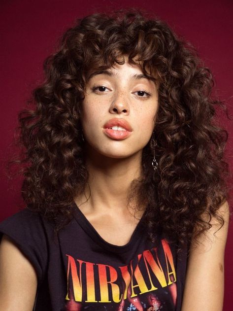 Khadijha Red Thunder, Curly Shag Haircut, Natural Curly Hair Cuts, Red Thunder, Curly Bangs, Haircuts For Curly Hair, Curly Hair Inspiration, Fringe Hairstyles, Cut My Hair