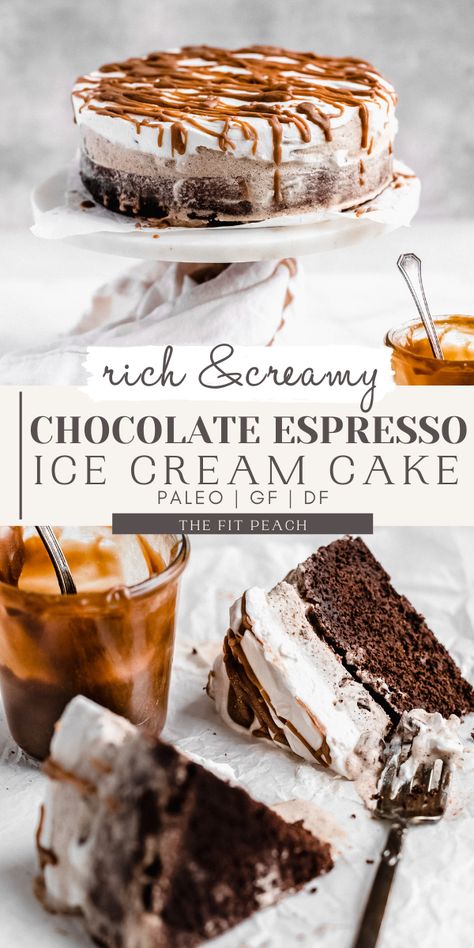 Healthy Ice Cream Cake, Paleo Chocolate Ice Cream, Gluten Free Ice Cream Cake, Vegan Ice Cream Cake, Espresso Ice Cream, Paleo Chocolate Cake, Vegan Nice Cream, Paleo Ice Cream, Gluten Free Ice Cream