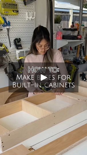 21K views · 1K reactions | This is how I like to make my bases for built-in cabinets! 

I learned how to do it this way from Jason at @bentswoodworking and I haven’t veered from it since. It’s pretty simple and uses extra plywood you may have laying around. 

Making the bases separate from the cabinet itself makes it much easier to level the bases first and then secure to the studs in the wall. Then you can just plop your cabinet boxes on top and you know they will be level. 

Making the upside down “L’s” for the ends of the base and the “T’s” for the middle where 2 cabinets meet up allows for you to secure your cabinets directly down into the base with a few cabinet screws.

Again with all things, there’s a million ways to execute the same thing, so pick what you prefer! Would you make yo Wall Cabinets As Base Cabinets, How To Make Cabinets, Custom Built Cabinets, Diy Construction, Kitchen Base Cabinets, Build A Frame, Mdf Cabinets, Plywood Boxes, Framed Cabinet