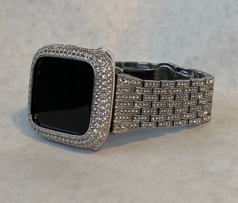 Silver Apple Watch, Apple Watch Cover, Apple Watch Band Women, Crystal Apple, Mens Bling, Silver Apple, Apple Watch Bands Women, Rose Gold Apple Watch, Gold Apple Watch