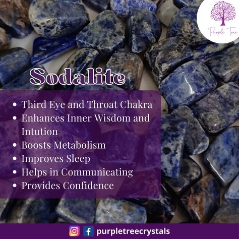 Crystal of the Day THURSDAY - Sodalite Crystals Properties, Blue Crystals Stones, Crystal Properties, Purple Trees, Crystals Healing Properties, Crystals Healing, Protection Amulet, Sleep Help, Witchy Stuff