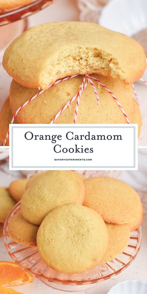 Mandarin Orange Cookies, Orange Cardamon Cookies, Orange Baked Goods, Norwegian Cookies Recipes, Orange Cookies Recipes, Cardamom Shortbread With Orange Glaze, Orange Cardamom Cookies, Slice And Bake Cookies Recipes, Creamsicle Orange Cookies