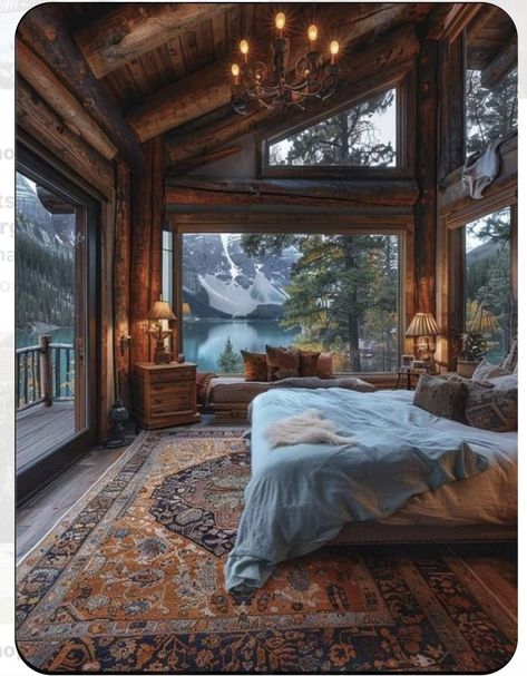 Barndominium Bedroom, Hipstoric Home, Dream Bedroom Inspiration, Log Cabin Rustic, Colourful Living Room Decor, Cabin Bedroom, Dream Life House, Home Features, Past And Future