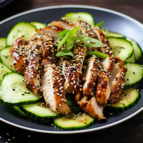 Cucumber And Chicken Recipes, Chicken And Cucumber Salad, Chicken And Cucumber Recipes, Cucumber And Chicken, Cucumber Chicken Salad, Chicken With Cucumber, Asian Chicken Recipes Easy, Sesame Cucumber Salad, 2024 Diet