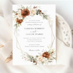 Floral Wedding Invitations Wedding Invitations & Templates | Zazzle Collar Cards, Greenery Gold Wedding, Wedding Invatations, Western Wedding Invitations, Olive Green Weddings, Wedding Boards, Burnt Orange Weddings, Gold Wedding Invitation, Secret Wedding