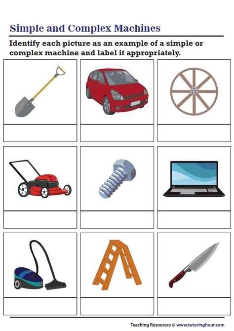 Simple and Complex Machines Fall Leaves Activities, Science Chart, 2nd Grade Worksheets, Simple Machines, Science Worksheets, English Worksheets, Learning Tools, Worksheets For Kids, Learning Activities