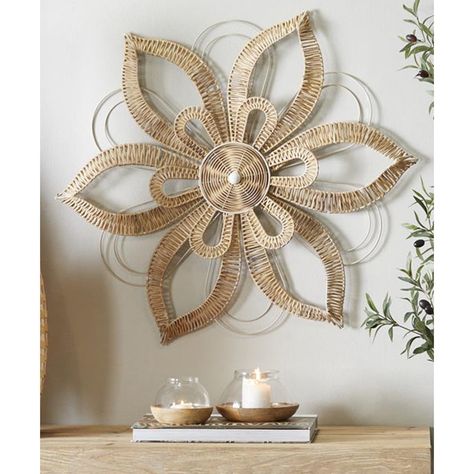 Arrives by Thu, Feb 22 Buy Urban Designs Light BrownNatural Finish Hand Wrapped Rattan Flower Bloom 30.50L x 1.60W Wall Décor at Walmart.com Daisy Wall Decor, Rattan Wall Decor, Wicker Wall Decor, Rattan Flower, Daisy Wall, Natural Wood Table, Wicker Wall, Casual Decor, Goddess Decor