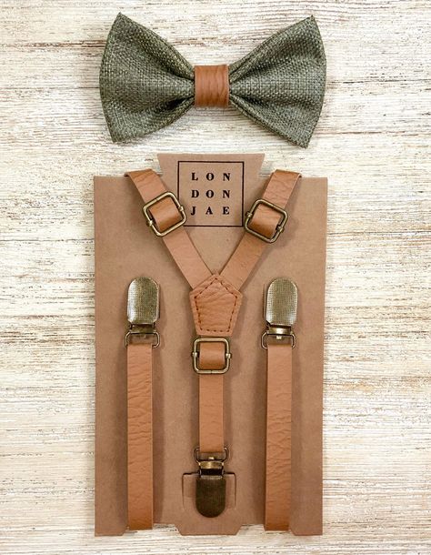 Rustic Wedding Tuxedo, Mens Wedding Attire Suspenders, Boho Mens Wedding Attire Casual, Gold Suspenders Sage Green Bow Tie, Tan Suit Suspenders Wedding, Mens Rustic Wedding Attire, Mens Suspenders Outfit Wedding, Tan Suit Wedding Groomsmen, Country Wedding Mens Attire